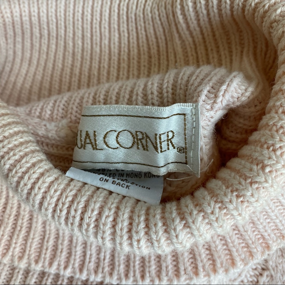 VINTAGE light pink CASUAL CORNER TURTLENECK Ramie/cotton KNIT SWEATER size M - Picture 6 of 6